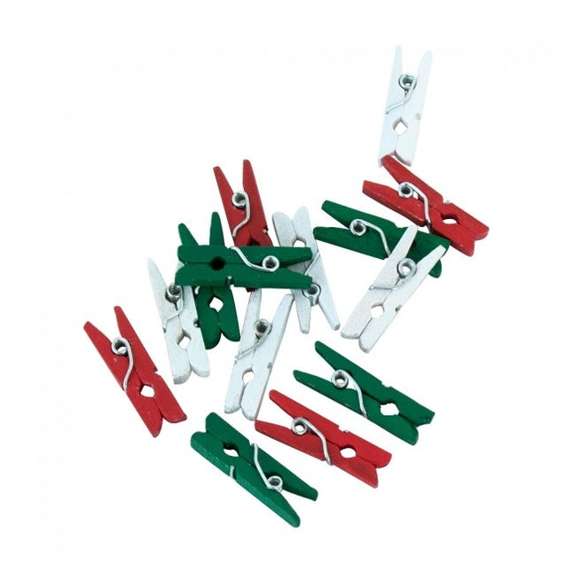 Mini Knijpers Hout Rood Wit Groen 24st