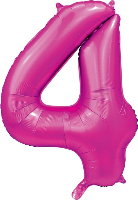 Fuchsia Cijfer Ballon 4 Jaar Glans 86cm