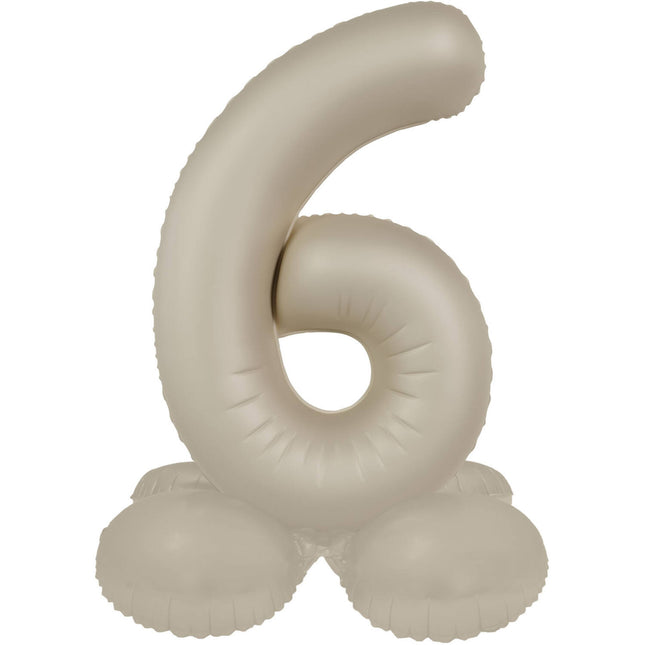 6 Jaar Cijfer Ballon Nude Mat 72cm