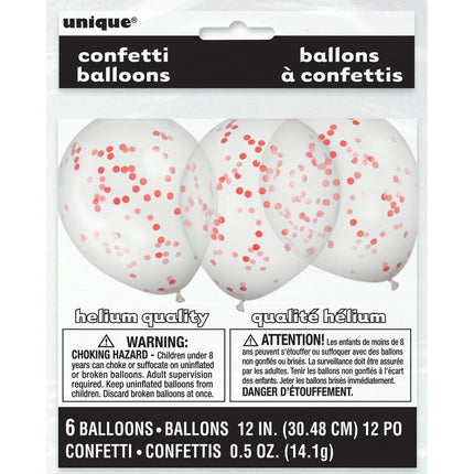 Confetti Ballonnen Rood 40cm 6st