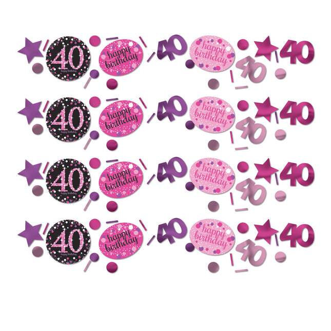 Tafelconfetti 40 Jaar Happy Birthday Roze 34gr