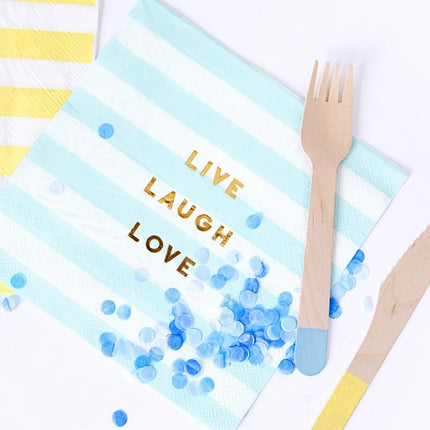 Lichtblauwe Servetten Live Laugh Love 33cm 20st