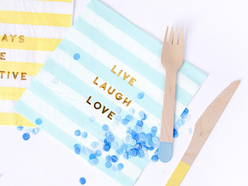 Lichtblauwe Servetten Live Laugh Love 33cm 20st