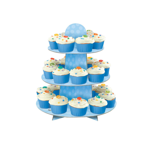 Cupcake Etagere Stippen Blauw 34cm