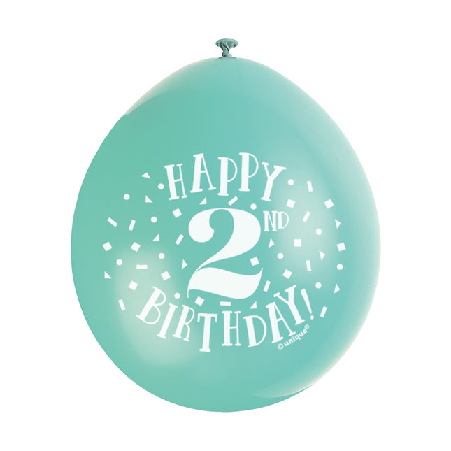 Ballonnen Happy Birthday 2 Jaar 28cm 10st