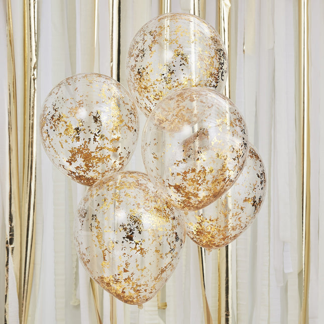 Gouden Confetti Ballonnen Latex 30cm 5st