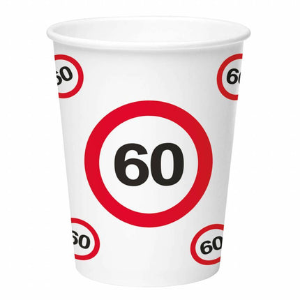 Bekers 60 Jaar Verkeersbord Karton 350ml 8st