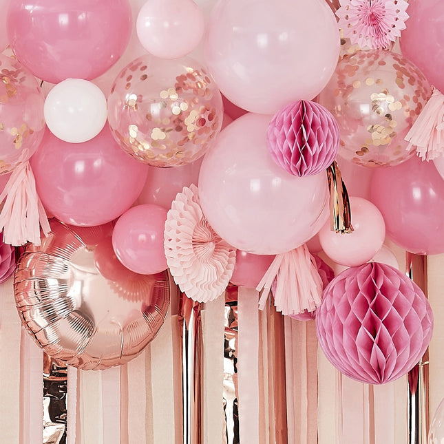 Roze Ballonnen Set Tassels En Honeycombs 179 delig