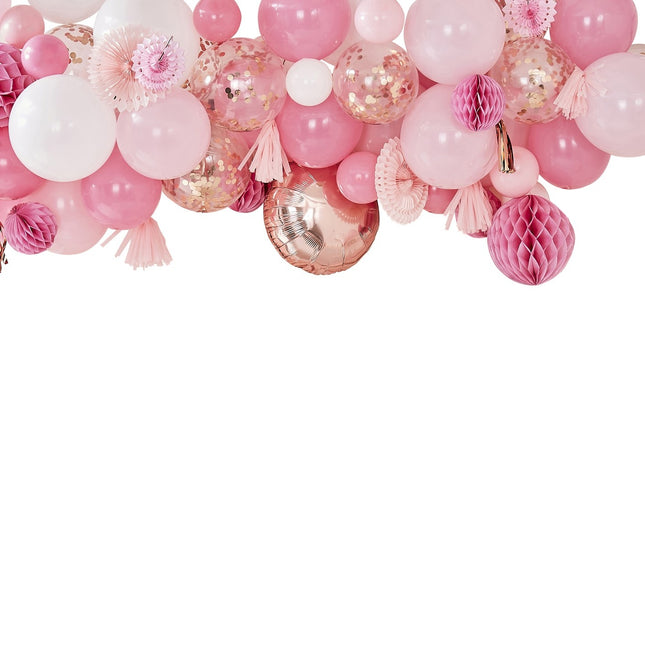 Roze Ballonnen Set Tassels En Honeycombs 179 delig