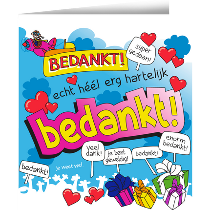 Wenskaart Bedankt 16,5cm