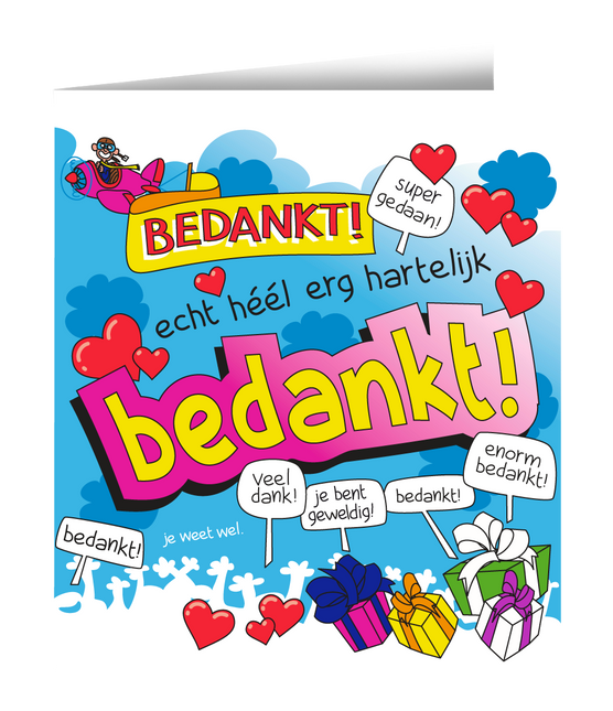 Wenskaart Bedankt 16,5cm