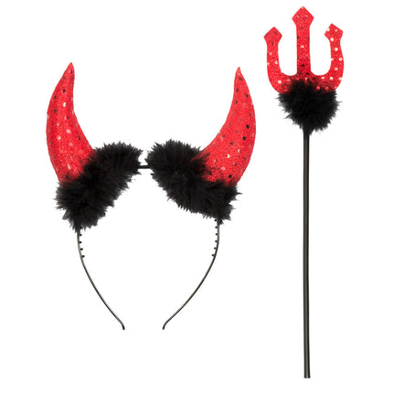 Halloween Duivel Set Rood Zwart 2 delig