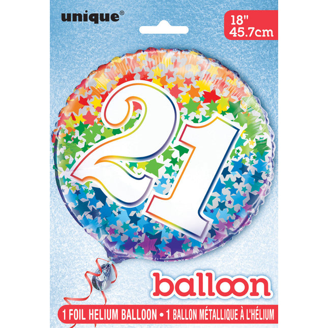 Helium Ballon 21 jaar Sterren leeg