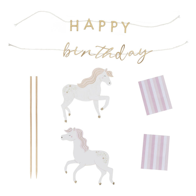 Paarden Taarttopper Happy Birthday 15cm