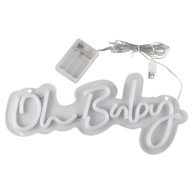 Witte Neon Lamp Oh Baby 34cm