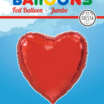 Helium Ballon Hart Rood XL Leeg 92cm