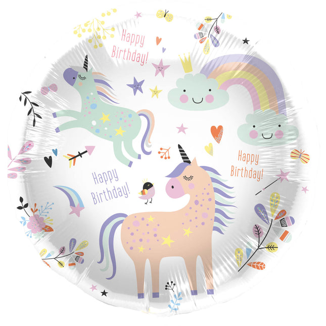 Helium Ballon Happy Birthday Unicorn Leeg 45cm