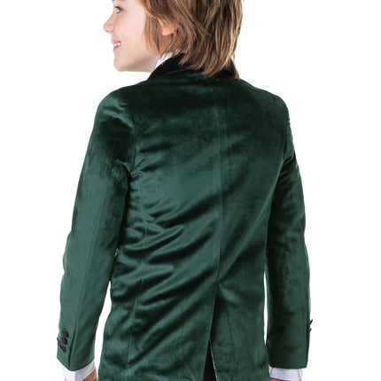 Donkergroen Velvet Blazer Jongen OppoSuits