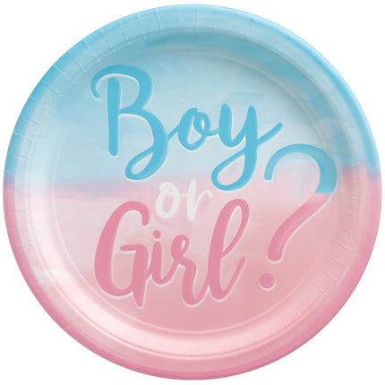 Gender Reveal Borden Rond 23cm 8st