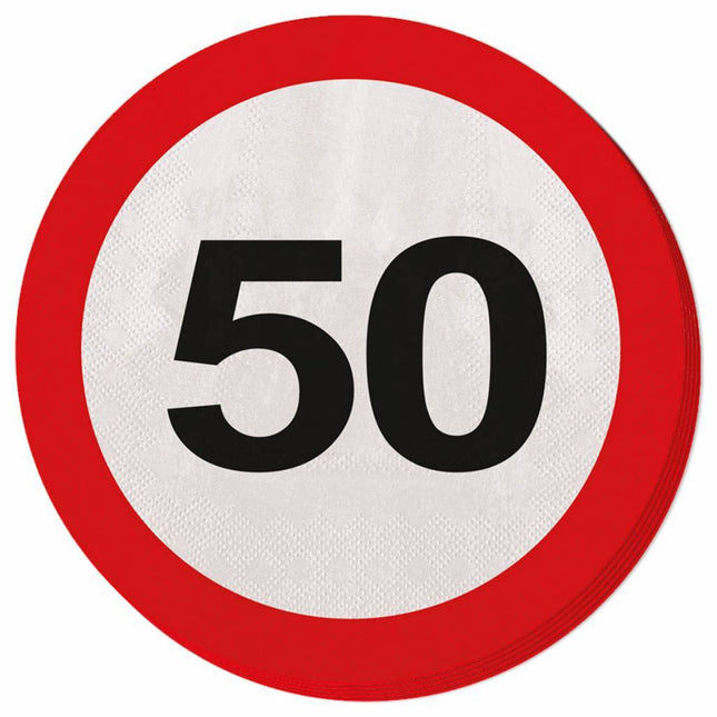 Servetten 50 Jaar Verkeersbord 33cm 20st