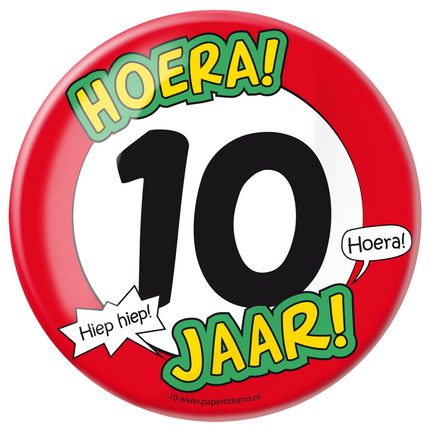 Button 10 Jaar Verkeersbord 10,2cm