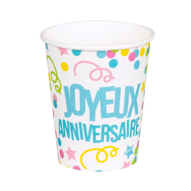 Joyeux Anniversaire Bekers 250ml 6st