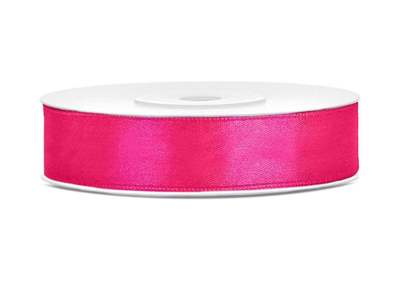 Satijn Lint Fuchsia Fel 12mm 25m