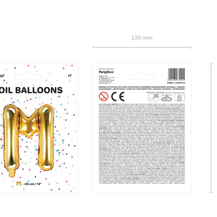 Folie Ballon Letter M Goud Leeg 35cm