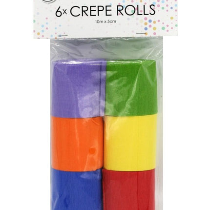 Crepe Papier Rollen Gekleurd 6st