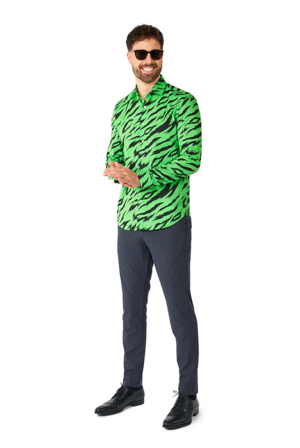 Tijger Groen Overhemd Heren OppoSuits