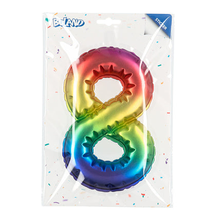 Regenboog 8 Jaar Stickers Folieballon 20cm