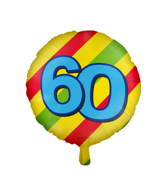 Helium Ballon 60 Jaar Gekleurd Leeg 46cm