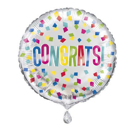 Helium Ballon Congrats Confetti 45cm leeg