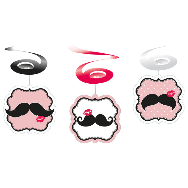 Moustache Hangdecoratie 40cm 6st