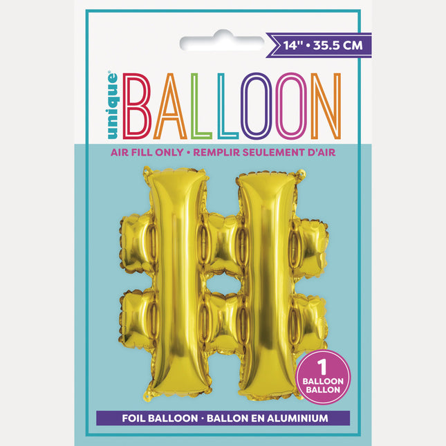 Folie Ballon Hashtag Goud Leeg 15,2cm