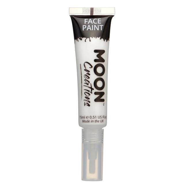 Moon Creations Face Paint met kwast Applicator White 15ml