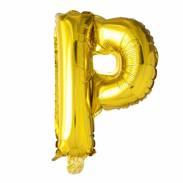 Folie Ballon Letter P Goud XL 102cm leeg