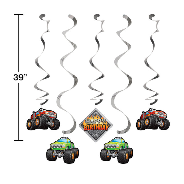 Monster Truck Hangdecoratie 99cm 5 delig