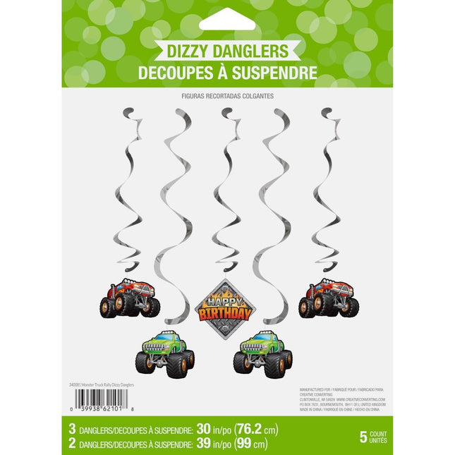 Monster Truck Hangdecoratie 99cm 5 delig