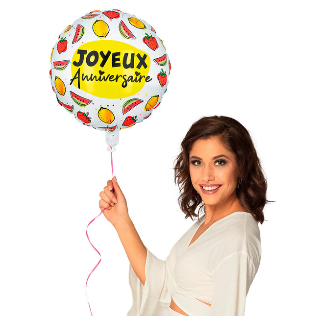 Helium Ballon Fruit Joyeux Anniversaire Leeg 45cm