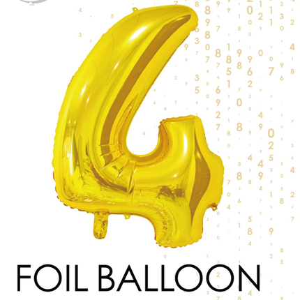 Folieballon Cijfer 4 Goud 66cm