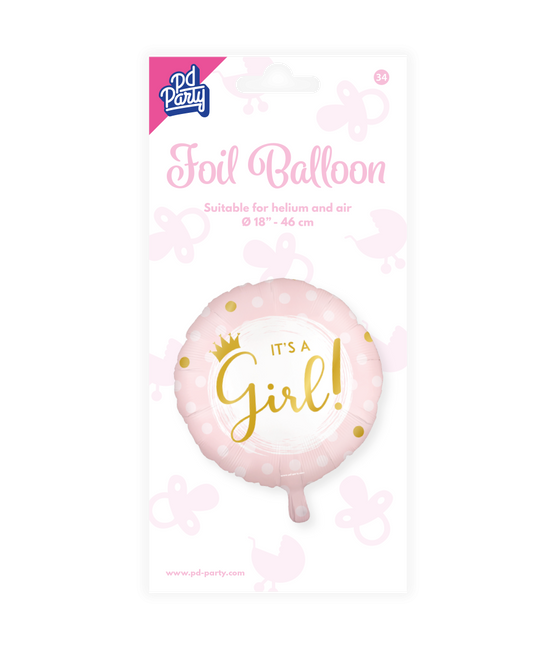 Geboorte Helium Ballon It'S A Girl Leeg 45cm