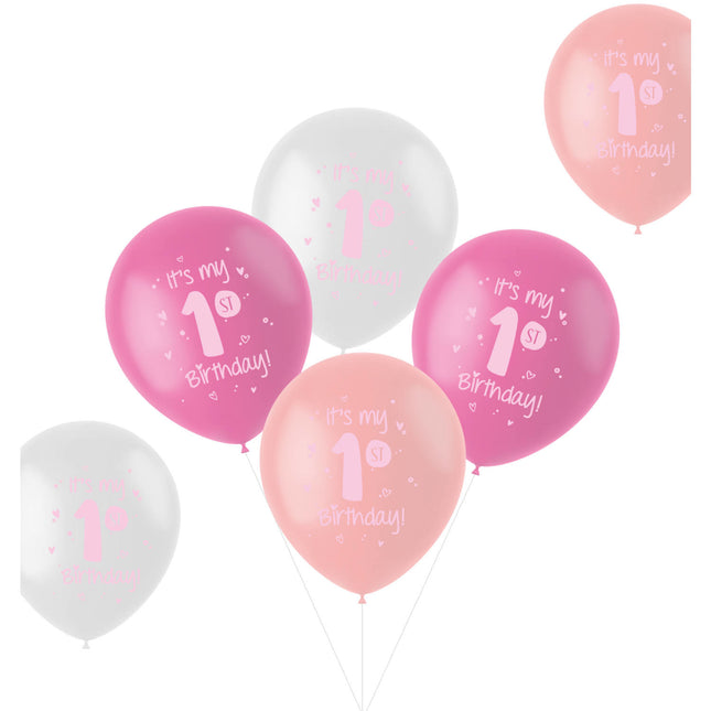 Ballonnen It'S My 1St Birthday Roze 33cm 6st