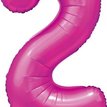 Fuchsia Cijfer Ballon 2 Jaar Glans 86cm