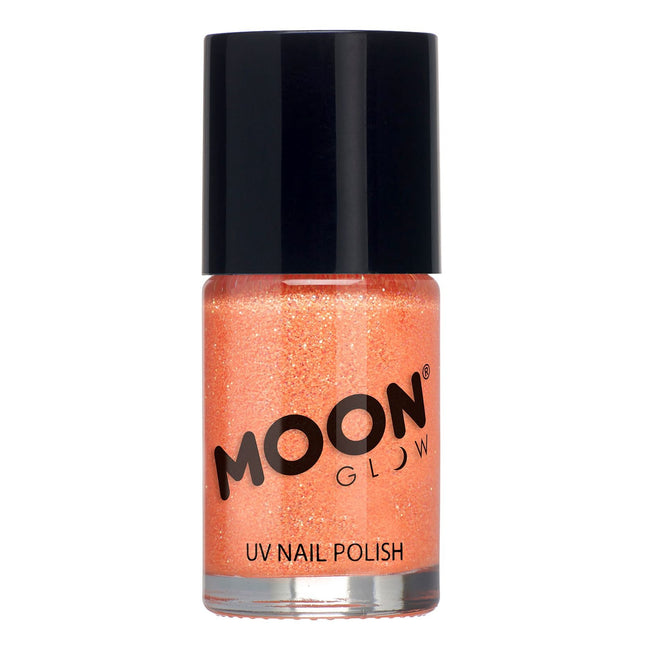 Moon Glow Neon UV Glitter Nail Polish Orange 14ml