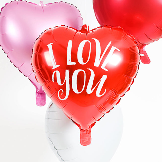 Helium Ballon Hart I Love You Rood Leeg 45cm