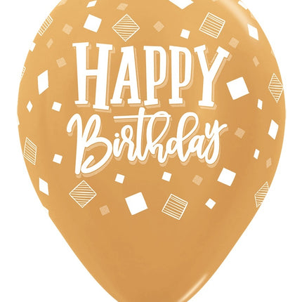 Ballonnen Happy Birthday Squares Metallic Mix 30cm 25st