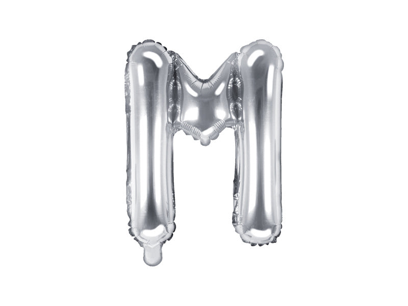 Folie Ballon Letter M Zilver Leeg 35cm