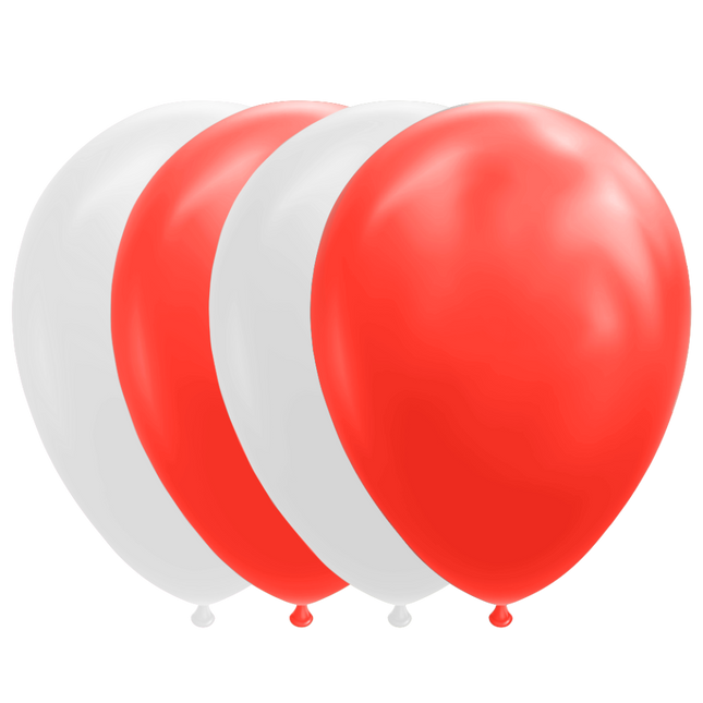 Rood Witte Ballonnen 30cm 10st