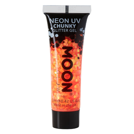 Moon Glow Neon UV Chunky Glitter Gel Orange 12ml